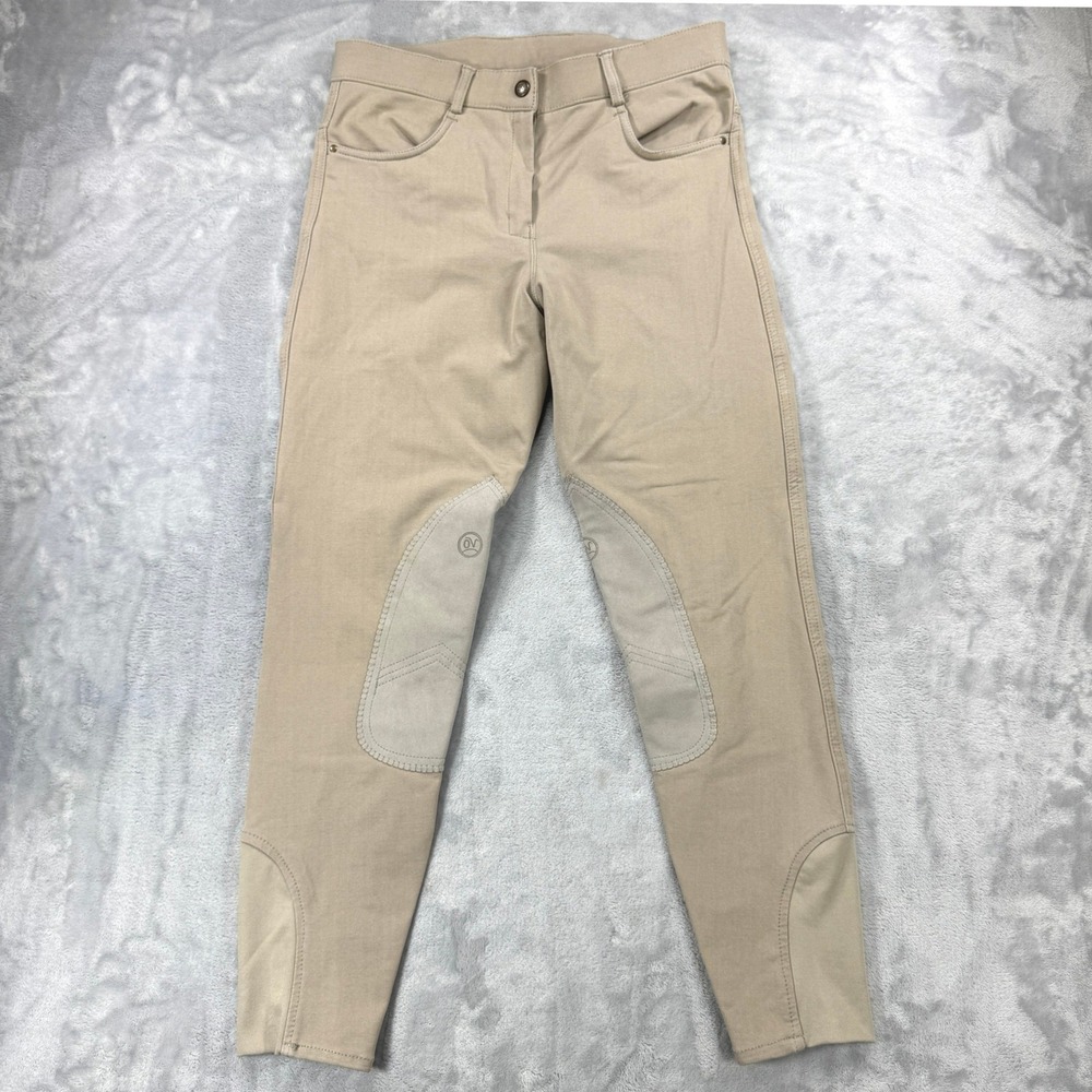 OVATION Equestrian Knee Patch Riding Pants Women‎ 28 Tan Stretch Horseback Pants
